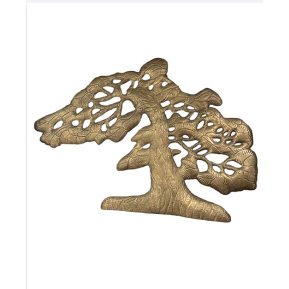Mid Century BRASS Bonsai Tree - Made in India - Vintage Tree of Life Hanging - Picture 3 of 10